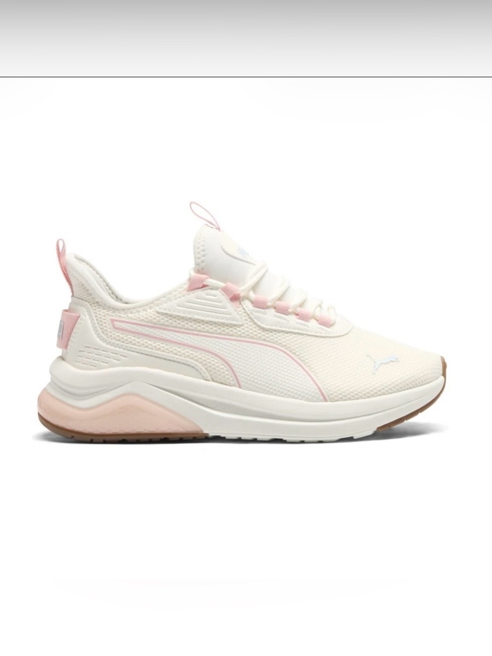 PUMA Amplifier Wide Lace Up Womens Pink, White Sneakers
